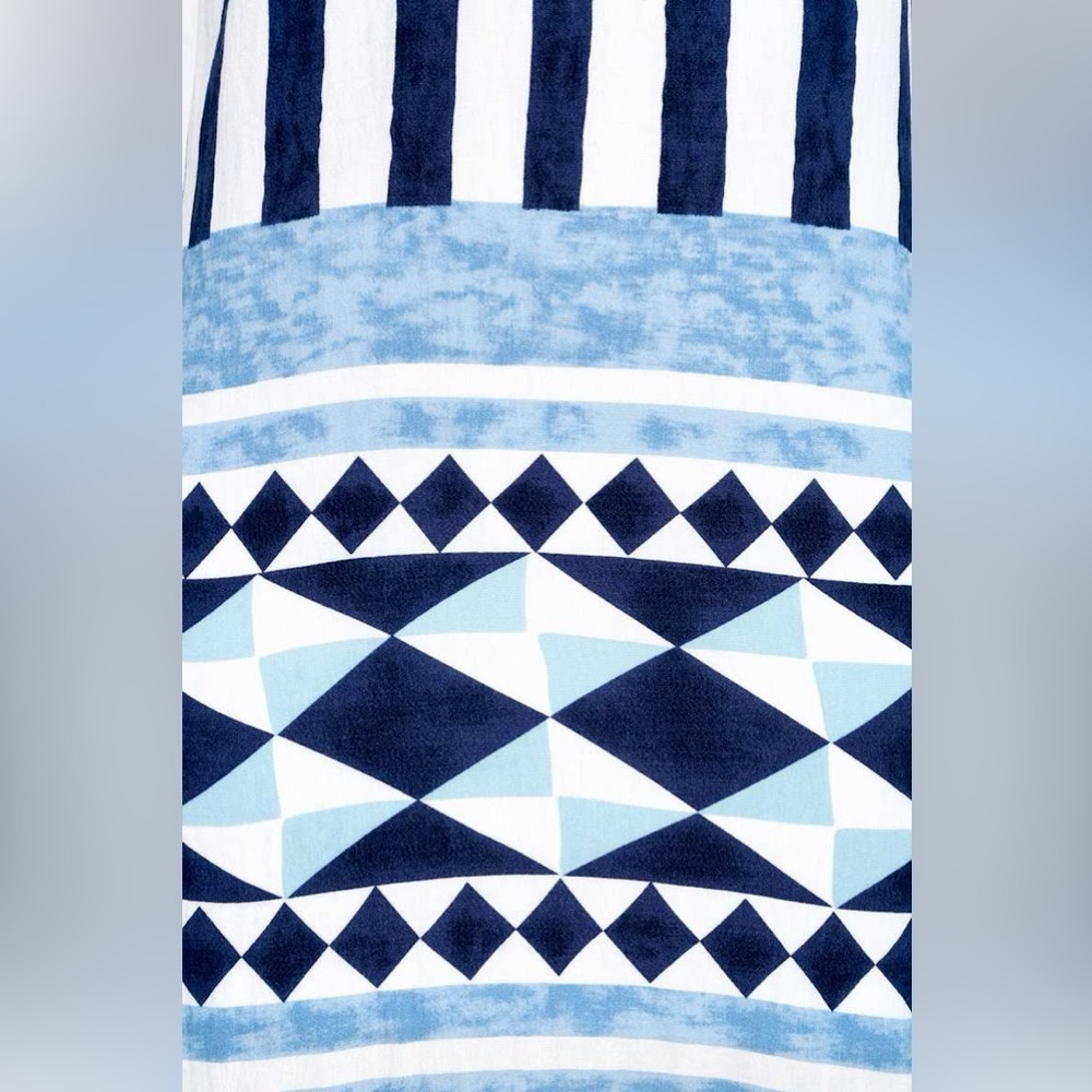Lulus Women’s Multitask-Queen Ivory And Blue Print Shift Dress Size Medium - Picture 7 of 15